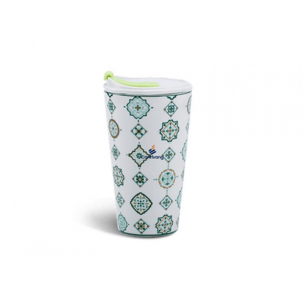 Ly sứ dưỡng sinh 0.48 L + nắp ống hút (K1) – Vintage (LTN)