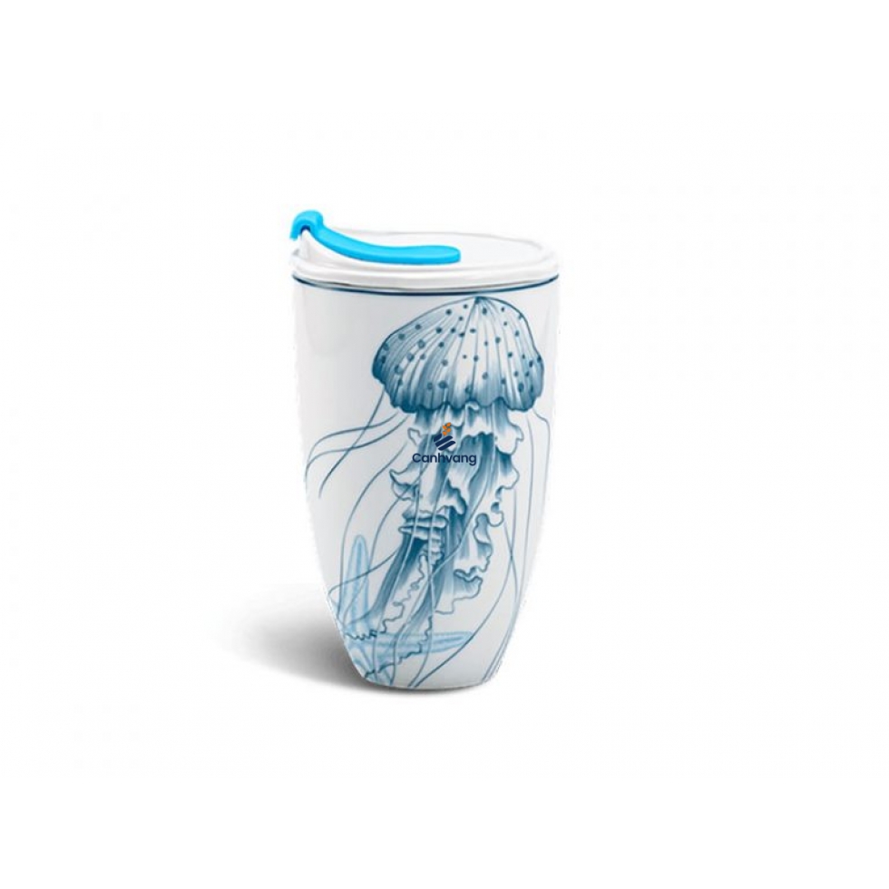 Ly sứ dưỡng sinh 0.48 L + nắp ống hút (K3) – Đại Dương