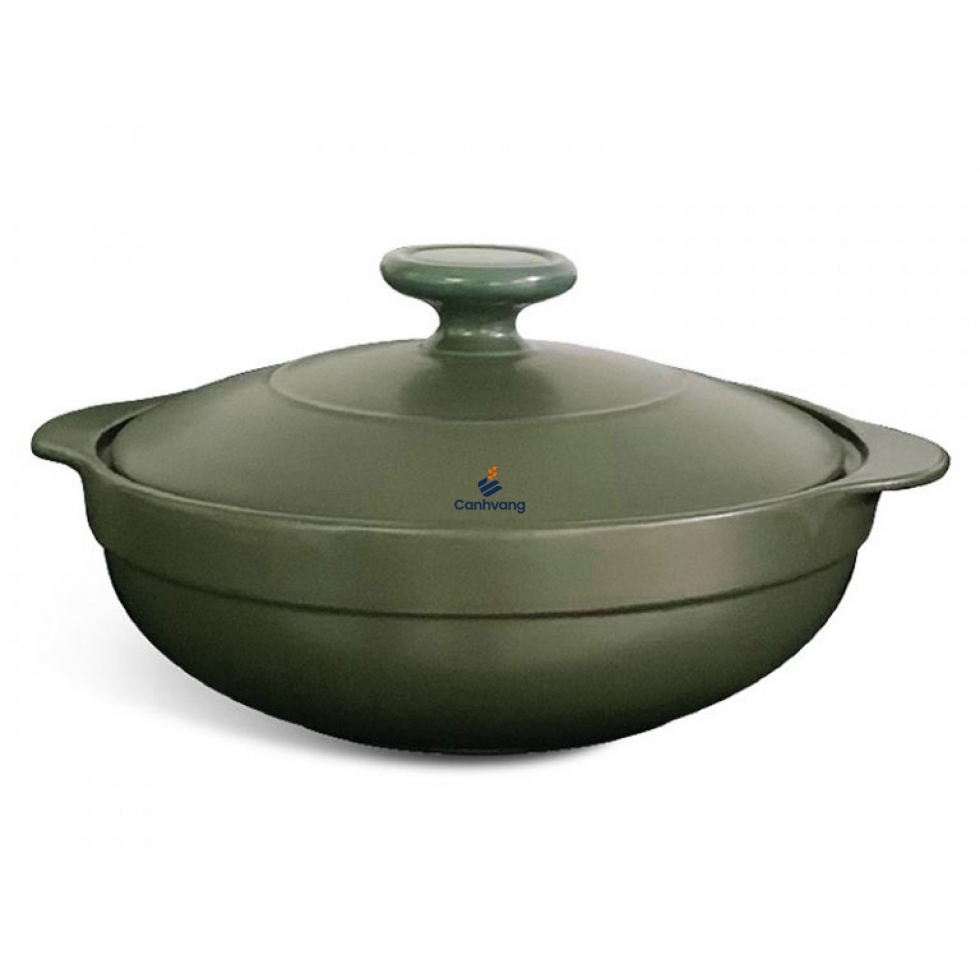 Nồi dưỡng sinh hai quai 1.0L + nắp (bếp từ) – HealthyCook – Xanh rêu