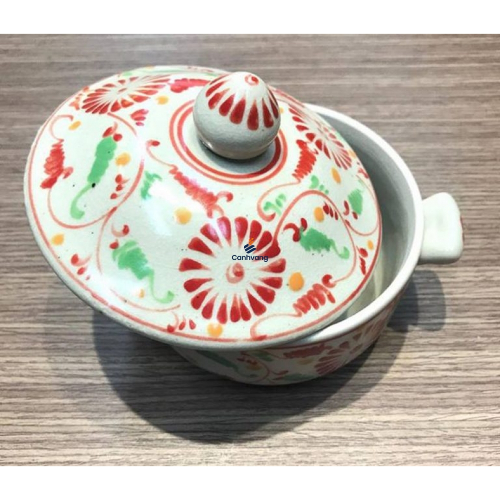 Thố Nhỏ Bát Tràng Tam Thái Hoa Cúc Đỏ