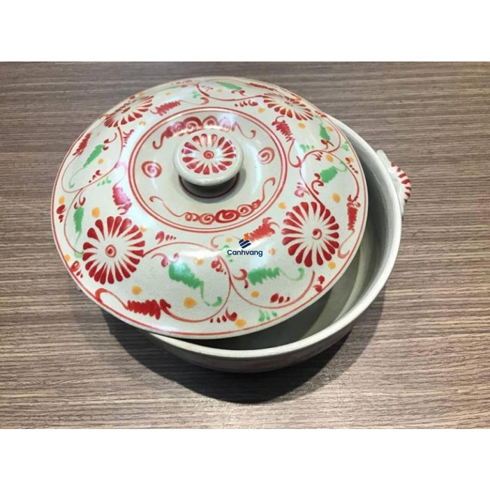 Thố Tai Tôm Bát Tràng Tam Thái Hoa Cúc Đỏ