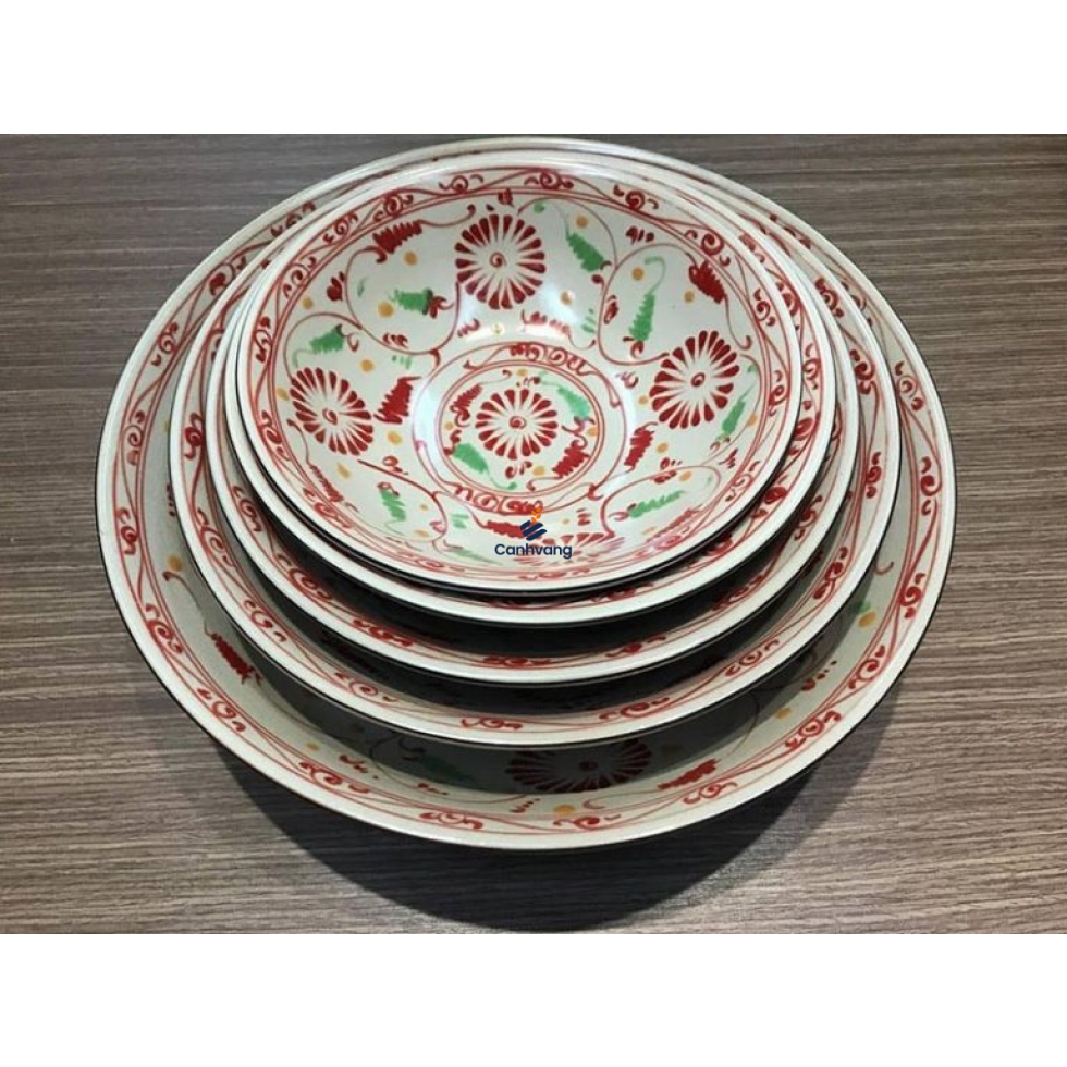 Tô Loe Bát Tràng Tam Thái Hoa Cúc Đỏ