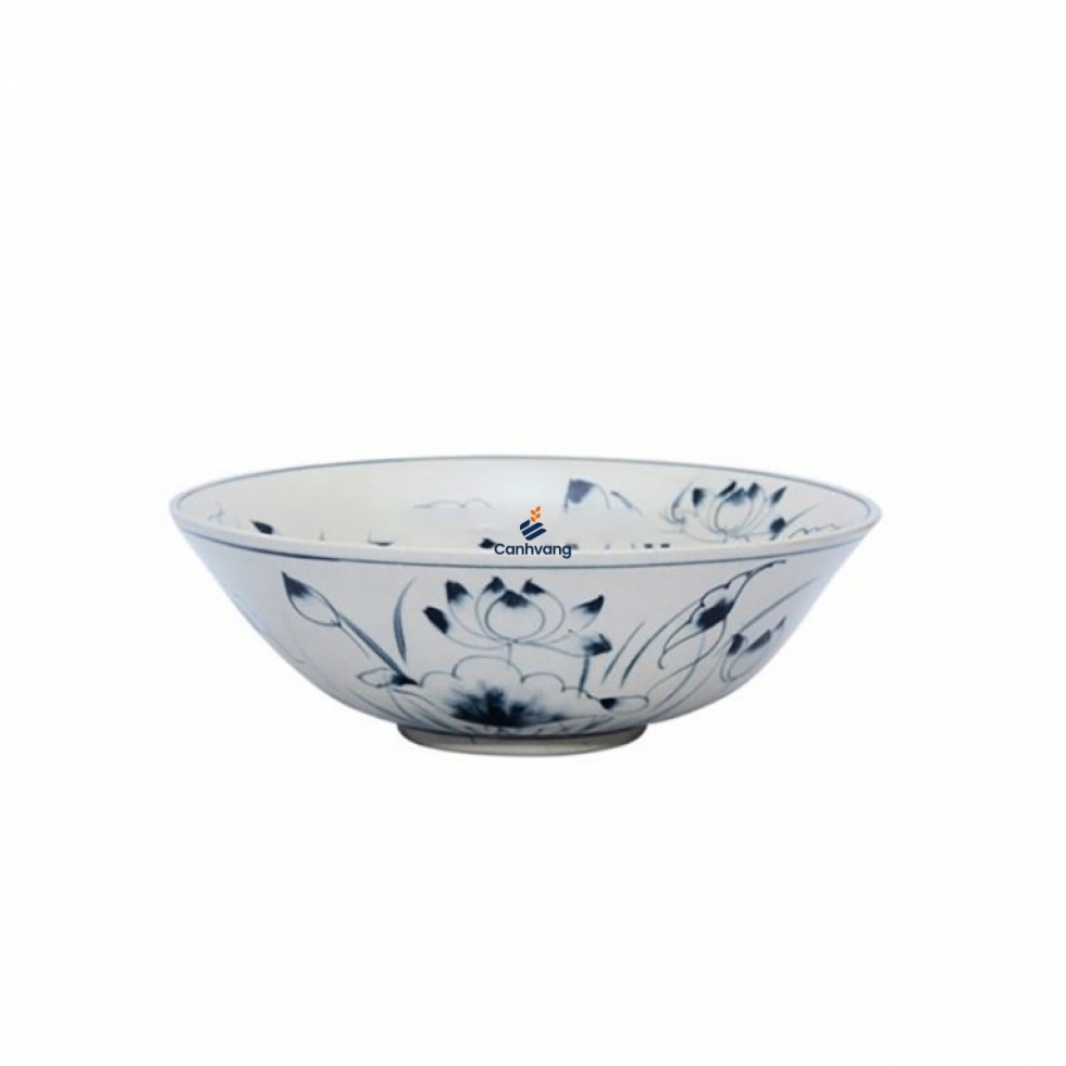 Tô sứ Nông Đựng Canh Bát Tràng Tam Thái Vẽ Sen